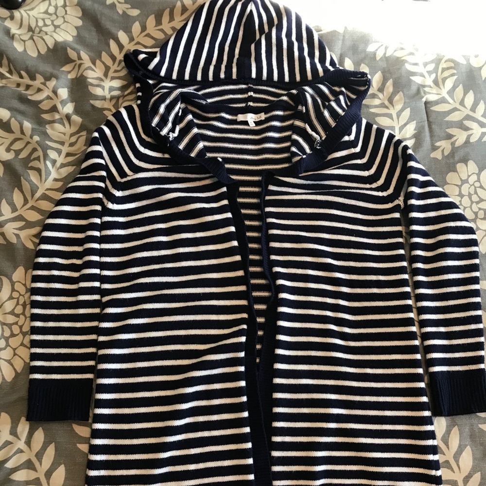 Honey Belle navy & white hooded cardigan, Medium